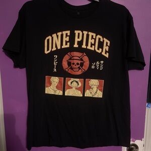 Black One Piece Film Red Graphic T-Shirt